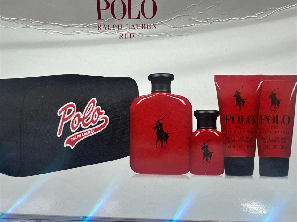 JUEGO DE REGALO POLO ROJO por Ralph Lauren 5 PIEZAS - 4,2 OZ EAU DE TOILETTE SPRAY NUEVO Caja Foto 1 de 1