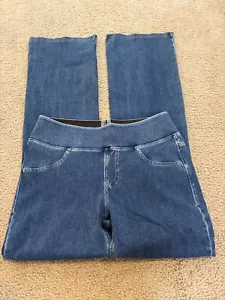 Halara Magic Womens S Stretchy Pull-on washed Denim Pants jeans faux Pockets nwt - Picture 1 of 3
