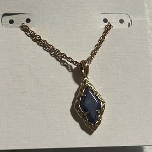 Collana con ciondolo pifferaio lapislazzuli blu oro moda KENDRA SCOTT nuova - Foto 1 di 12