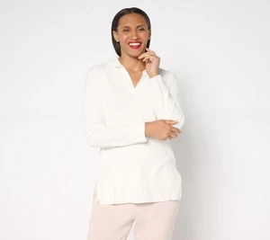 Sudadera Barefoot Dreams CozyChic Lite Cuello Pullover Con Aberturas Perla M Us - Imagen 1 de 1