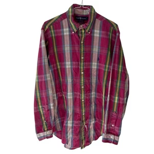 Ralph Lauren Shirt Mens Large Pink Checked Long Sleeve Vintage Cotton Preppy - Picture 1 of 17