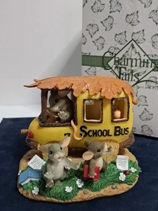 Encantadora Colas Autobús Escolar Estatuilla Resina Ratón Caja Original 3.5" Alto 4.5" Largo - Imagen 1 de 9