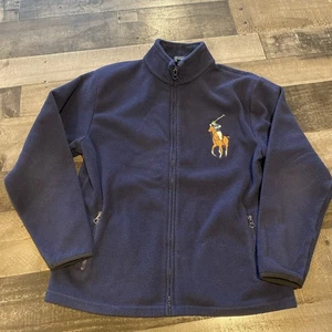 Polo Ralph Lauren Fleece Jacket Boys Large 16/18 Full Zip Big Pony Youth Preppy - Picture 1 of 13