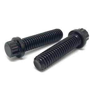 Tornillos de brida de 12 puntos de aleación de 1/4-20x7/8" óxido negro (elige cantidad) - Imagen 1 de 6