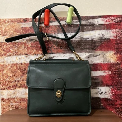 Bolso Cartera Coach Vintage Willis 9927 Verde Botella Talla Mediana  Foto 1 de 4