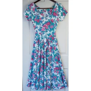 Expo Vintage 90s Comfy Maxi Dress sz 8 roses floral button up POCKETS repaired - Imagen 1 de 15