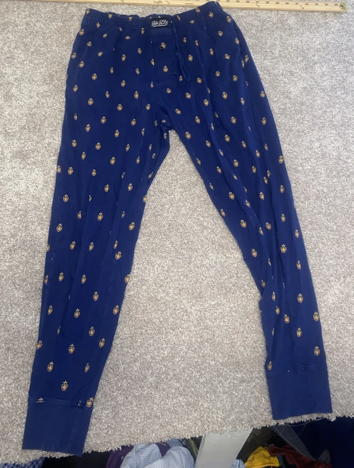 Polo Ralph Lauren Ropa de Dormir Pantalones de Salón M Azul Amarillo Cresta Logo Estampado Completo Foto 1 de 4