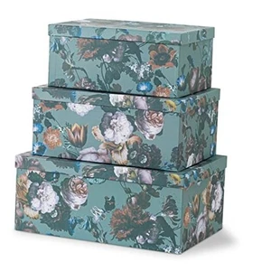  Decorative Storage Cardboard Boxes with Lids | - Set of 3 | Elegance in Bloom - Picture 1 of 7