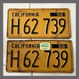 1956 California LKW kommerzielle Nummernschilder Paar Original DMV klar YOM - Bild 1 von 1