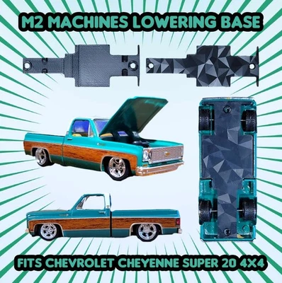 M2 Machines 1/64 Custom 3D Printed Lowering Base - Chevy Cheyenne Super 20 4x4 - Image 1 of 4