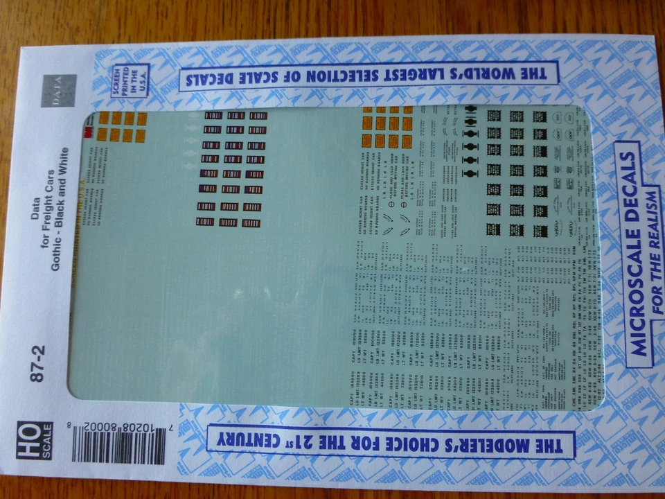 Calcomanía a microescala HO #87-2 datos - coches de carga - gótico - blanco y negro #87-02 Foto 1 de 1