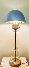Vintage Tall Clear Glass With Gray Metal Dome Shade Table Lamp 31"