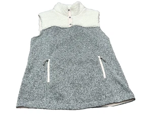 Title Nine Women's Gray & White Fleece Snap in Neck Sherpa Pullover Vest Size XL - Picture 1 of 6