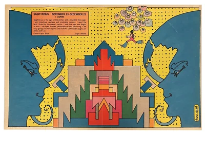 Impresión de signo del zodiaco Peter Max Sagitario New York Sunday News 1971 sin marco  Foto 1 de 2