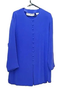 CAMICIA TUNICA TOP DONNA LULU BRAVO 100% SETA BLU ELETTRICO CON BOTTONI TAGLIA 2X - Foto 1 di 6