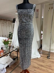 HBH Abendkleid mit silbernen Pailletten Farbe: Gold, Grau Größe:L - Bild 1 von 10