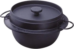 Iwachu Rice Pot 5 Cups Enameled Inside Nanbu Ironware Black w/Box New Import JP - Picture 1 of 5