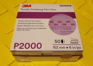 3M 30666 Purple Finishing Film Hookit Disc 6 inch P2000 (50 Discs) - Picture 1 of 1