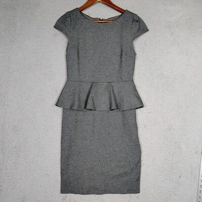 Alice + Olivia Employed Victoria Dress XS? Women's Gray Peplum Ruffle Sheath - Image 1 of 4