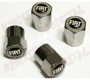 TAPPINI FIAT NERO VALVOLA RUOTE METALLO CROMATI TAPPI PNEUMATICI COPRIVALVOLA - Bild 1 von 2