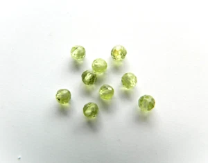 Peridot, Micro Faceted Round 3mm Accent Beads, Good Clarity, Bag of 9 Beads - Bild 1 von 1