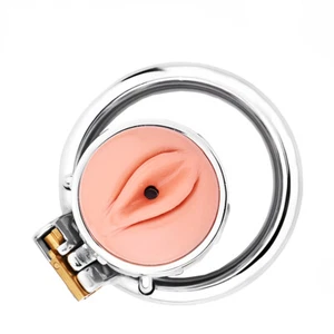 Dispositivo de jaula de castidad Pussy Sissy de simulación de acero inoxidable con cinturón urinario - Imagen 1 de 28