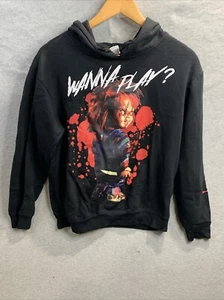 Universal Studios Chucky Hoodie M Black Wanna Play Graphic Horror Pullover - Picture 1 of 11
