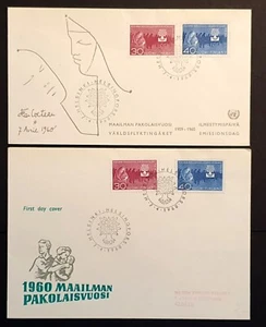 Finland Stamps 1960 First Day Covers x 2 Refugees 2 different cachets (w) - Picture 1 of 2