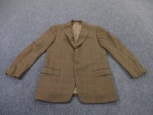 Ermenegildo Zegna Jacket Men 52 L Beige Plaid Wool Sport Blazer Coat Business - Picture 1 of 14