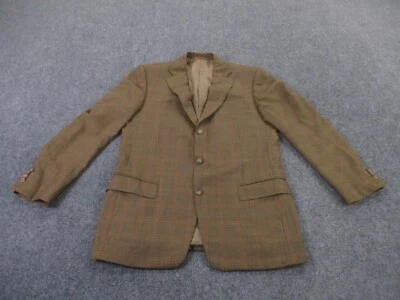 Ermenegildo Zegna Jacket Men 52 L Beige Plaid Wool Sport Blazer Coat Business - Image 1 of 4
