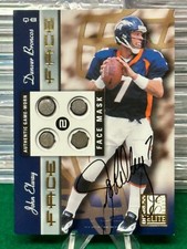 2001 Donruss Elite John Elway Facemask Auto /100 Denver Broncos HOF
