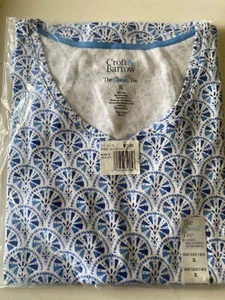 New XL Blue Patterned Croft & Barrel 100% Cotton Short Sleeve Shirt-ship free - Picture 1 of 1