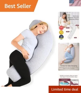 J-Shaped Pregnancy Pillow - Soft Body Support for Side Sleeping - Picture 1 of 9