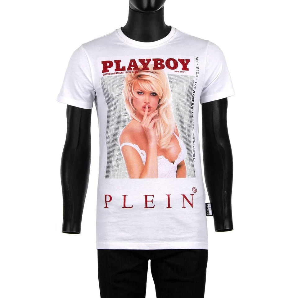 Camiseta PHILIPP PLEIN x Playboy V. Silvstedt Cristales Estampados Blanca 08455 Foto 1 de 4