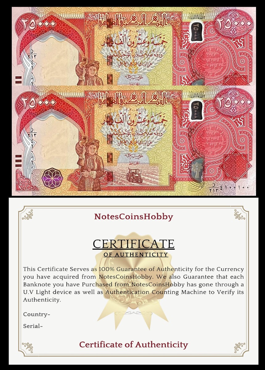 25,000 IQD Banknotes New 25,000 Iraqi Dinar Notes - 2020-2024 ...