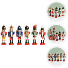  6 Pcs Nutcracker Soldier Mini Figures Christmas Figurines Wooden