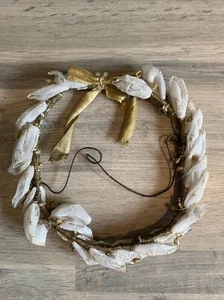 1940s Vintage Wedding Tiara Hand Made Ivory Gold Headband Headress - Picture 1 of 9