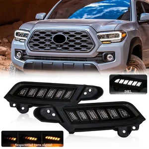 DRL For Toyota Tacoma 2016-2023 Pickup LED Daytime Running Fog Lights with Turn - Picture 1 of 10