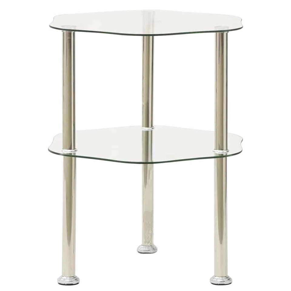 Mesa Auxiliar de 2Niveles Vidrio Transparente Soporte Salon Multimodelo vidaXL - Imagen 1 de 4