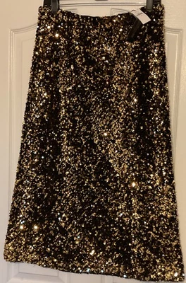 Falda Mediana Banana Republic Mujer Lentejuelas Talla-M Forrada Dorada Nueva con Etiquetas Foto 1 de 4
