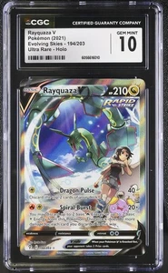 CGC 10 GEMAS COMO NUEVAS Pokemon Evolving Skies Rayquaza V arte antiguo 194/203 - Imagen 1 de 1