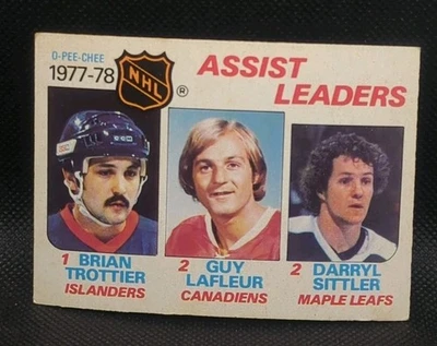Brian Trottier Guy Lafleur Darryl Sittler OPC Hockey 1978-79 #64 Assist Leaders - Image 1 of 2