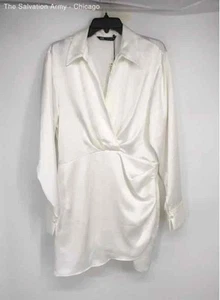 Zara Womens White Collared Long Sleeve Casual Shirt Dress Size Large - Picture 1 of 6