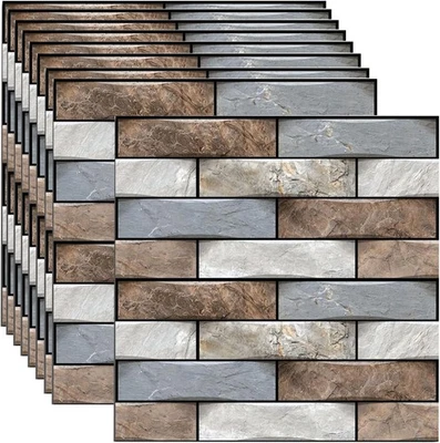 10x Wandaufkleber Mosaik Küche Fliesenfolie 3D Fliesenaufkleber PVC Klebefolie - Bild 1 von 4