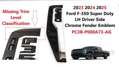 Ford F-350 SD 2023 2024 2025 lado del conductor cromo guardabarros emblema de ventilación PC3BP000A73AG Foto 1 de 4