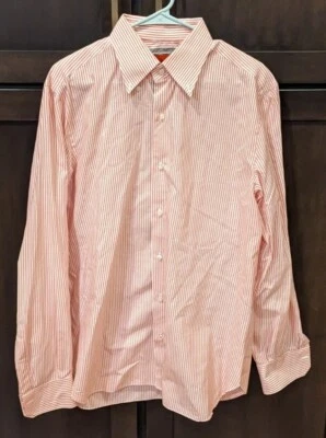 Camisa Para Hombre ISAIA NAPOLI Abotonada Rosa-Rojo Rayas Italia - 16/41 Foto 1 de 4