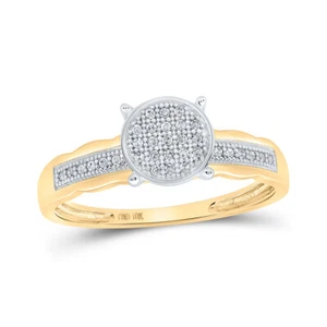 10K Yellow Gold Womens Round Diamond Cluster Ring 1/10 Cttw - Picture 1 of 2