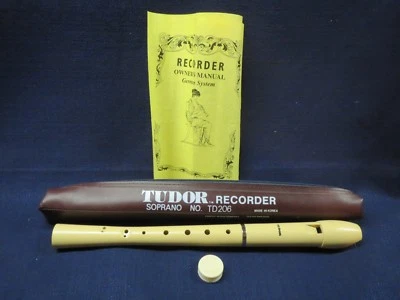 GRABADORA FLAUTA SOPRANO TUDOR TD 206 con estuche con cremallera manual del propietario grasa para juntas (G) Foto 1 de 4