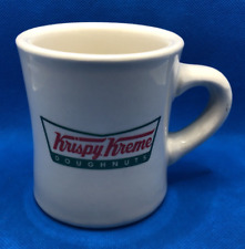 White KRISPY KREME Doughnuts 8 oz Coffee Mug Cup Heavy RETRO Diner Style Vintage