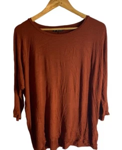 Camicetta tunica Eileen Fisher donna arancione bruciato maniche a 3/4 taglia M - Foto 1 di 6